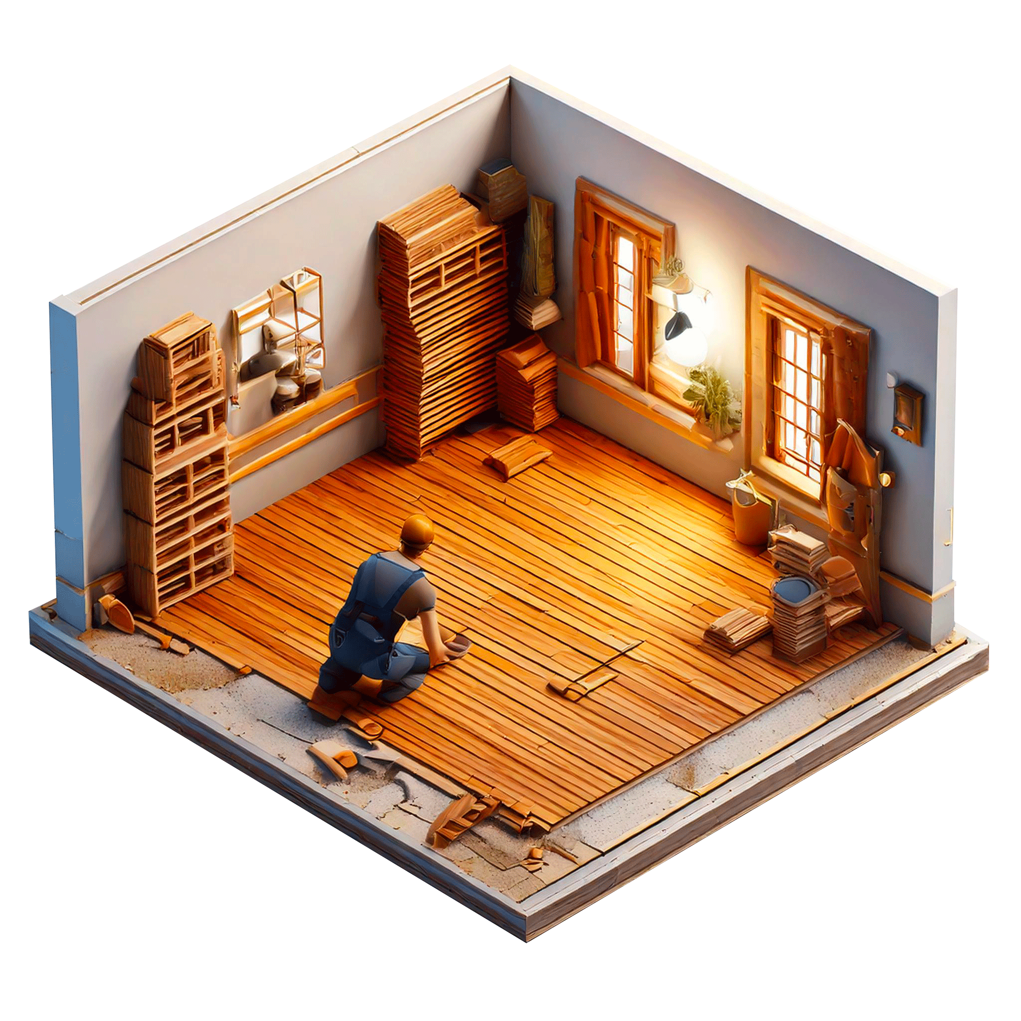 Illustration Intelligence Artificielle - Pose de parquet